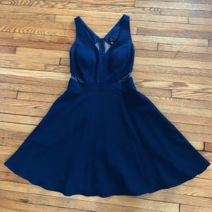 Aqua Dresses Navy Blue Dress with Lace Detail
